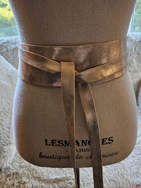 ADA Pale Pink Metallic Leather Wrap Belt